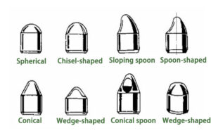 Giagram 2. different shapes of t.c.i in tricone bit