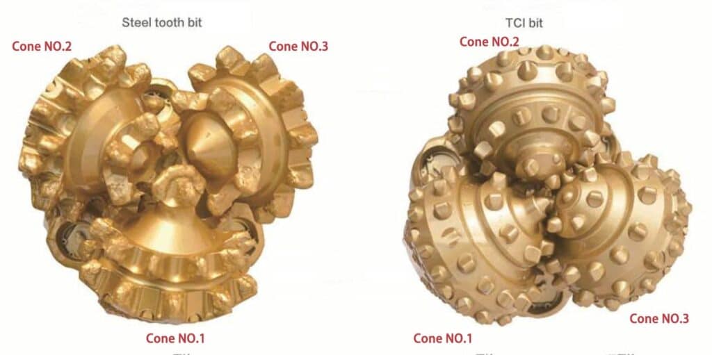3 cones in a tricone drill bit